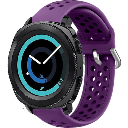 Breathable Silicone Strap, purple, on a watch, 3/4 front view