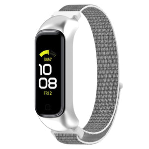 Nylon Strap, grey, on a watch, 3/4 front view