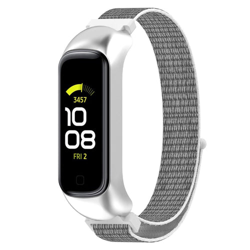 Nylon Strap, grey, on a watch, 3/4 front view