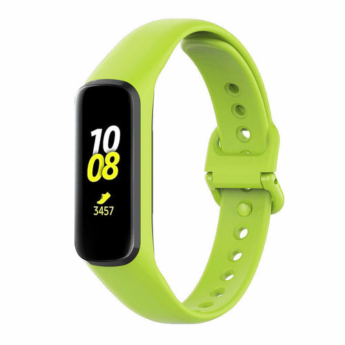 Silicone Strap, lime, on a watch, 3/4 front view