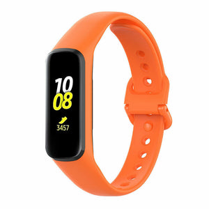 Silicone Strap, orange, on a watch, 3/4 front view
