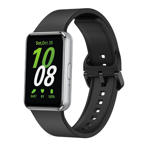 Silicone Strap, black, on a watch, 3/4 front view
