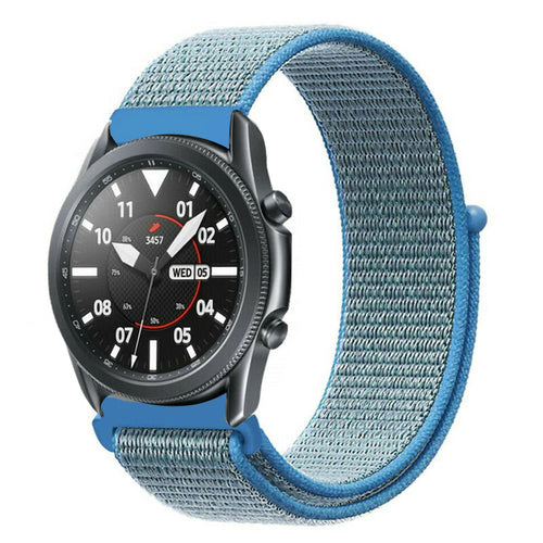 Nylon Strap, blue, on a watch, 3/4 front view