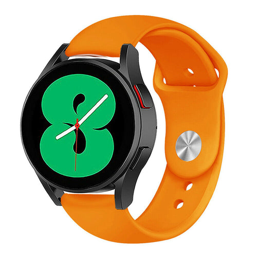 Silicone Sport Strap, orange, on a watch, 3/4 front view