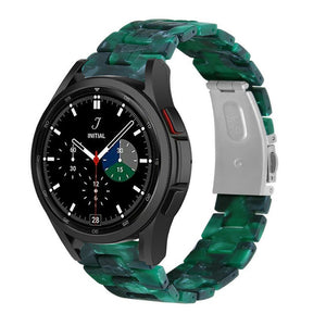 Metal Resin Strap, green, on a watch, 3/4 front view