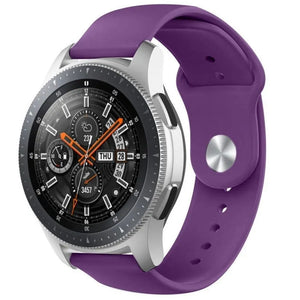 Silicone Sport Strap, purple, on a watch, 3/4 front view