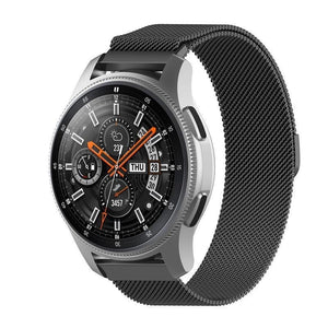 Milanese Strap, black, on a watch, 3/4 front view