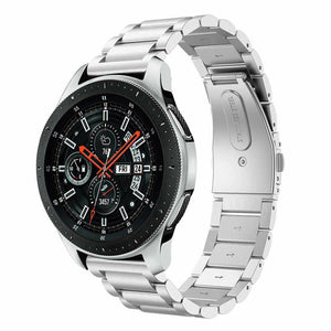 Steel Strap, silver, on a watch, 3/4 front view