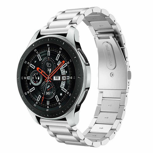 Steel Strap, silver, on a watch, 3/4 front view