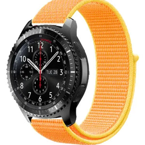 Nylon Strap, light yellow, on a watch, 3/4 front view