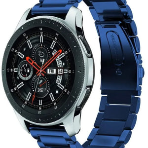 Steel Strap, blue, on a watch, 3/4 front view