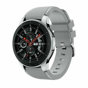 Twill Silicone Strap, grey, on a watch, 3/4 front view