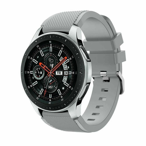 Twill Silicone Strap, grey, on a watch, 3/4 front view