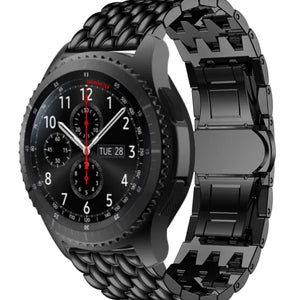 Steel Dragon Strap, black, on a watch, 3/4 front view