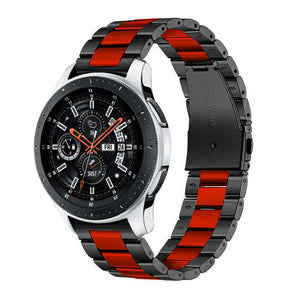 Steel Strap, black/red, on a watch, 3/4 front view