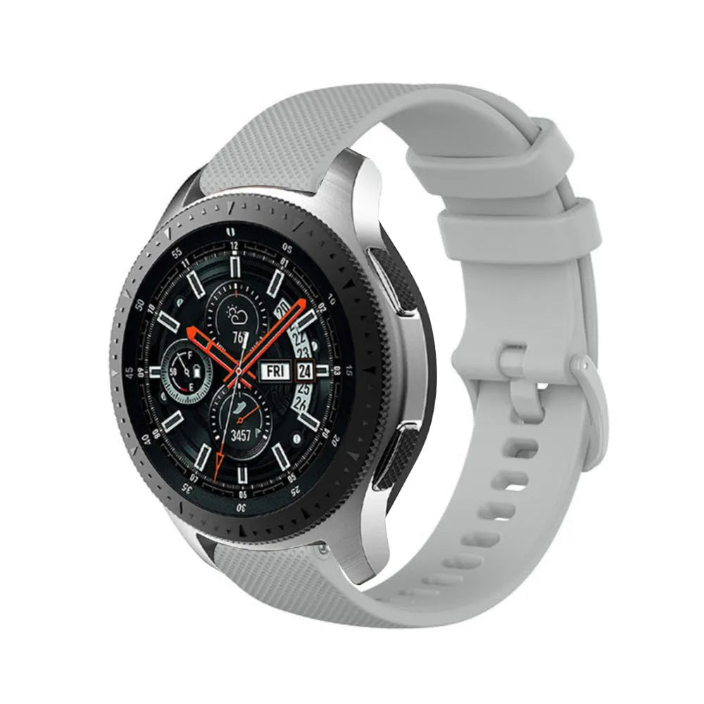Premium Silicone Strap, grey, on a watch, 3/4 front view