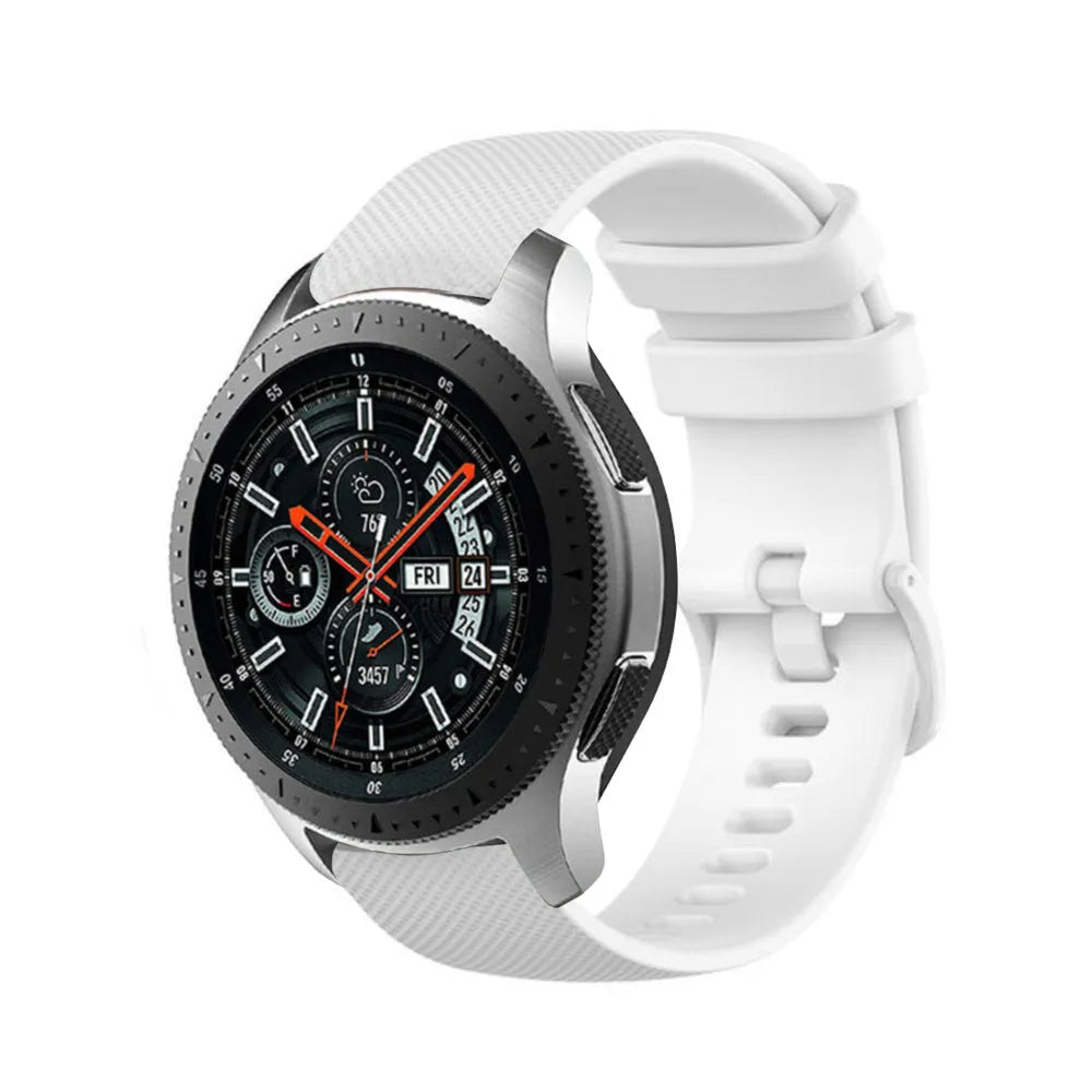 Premium Silicone Strap, white, on a watch, 3/4 front view