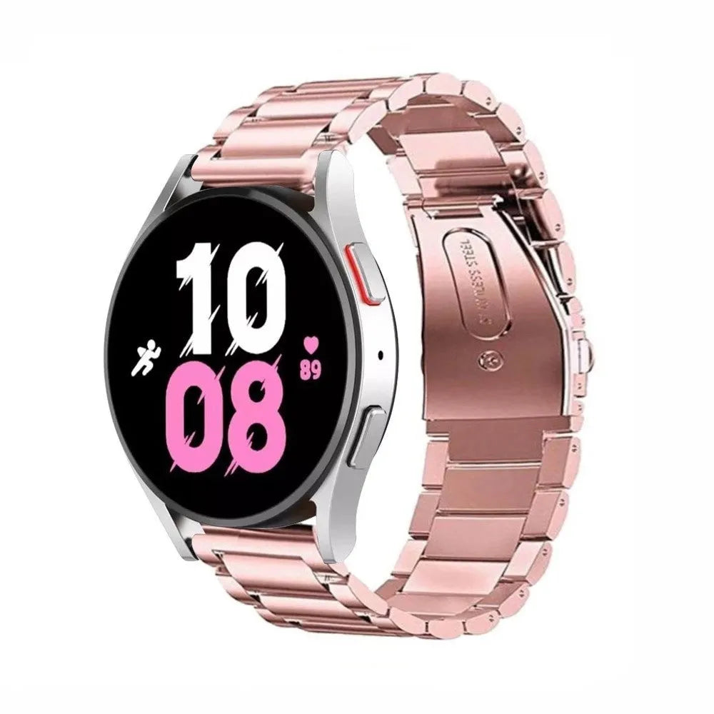 Steel Strap, pink, on a watch, 3/4 front view