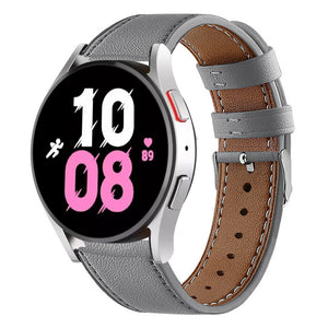 Modern Leather Strap, grey, on a watch, 3/4 front view