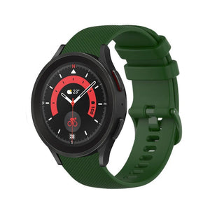 Premium Silicone Strap, army green, on a watch, 3/4 front view
