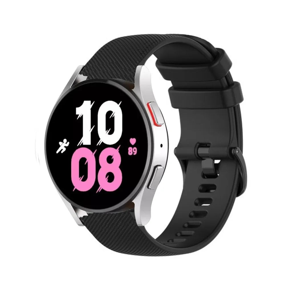 Premium Silicone Strap, black, on a watch, 3/4 front view