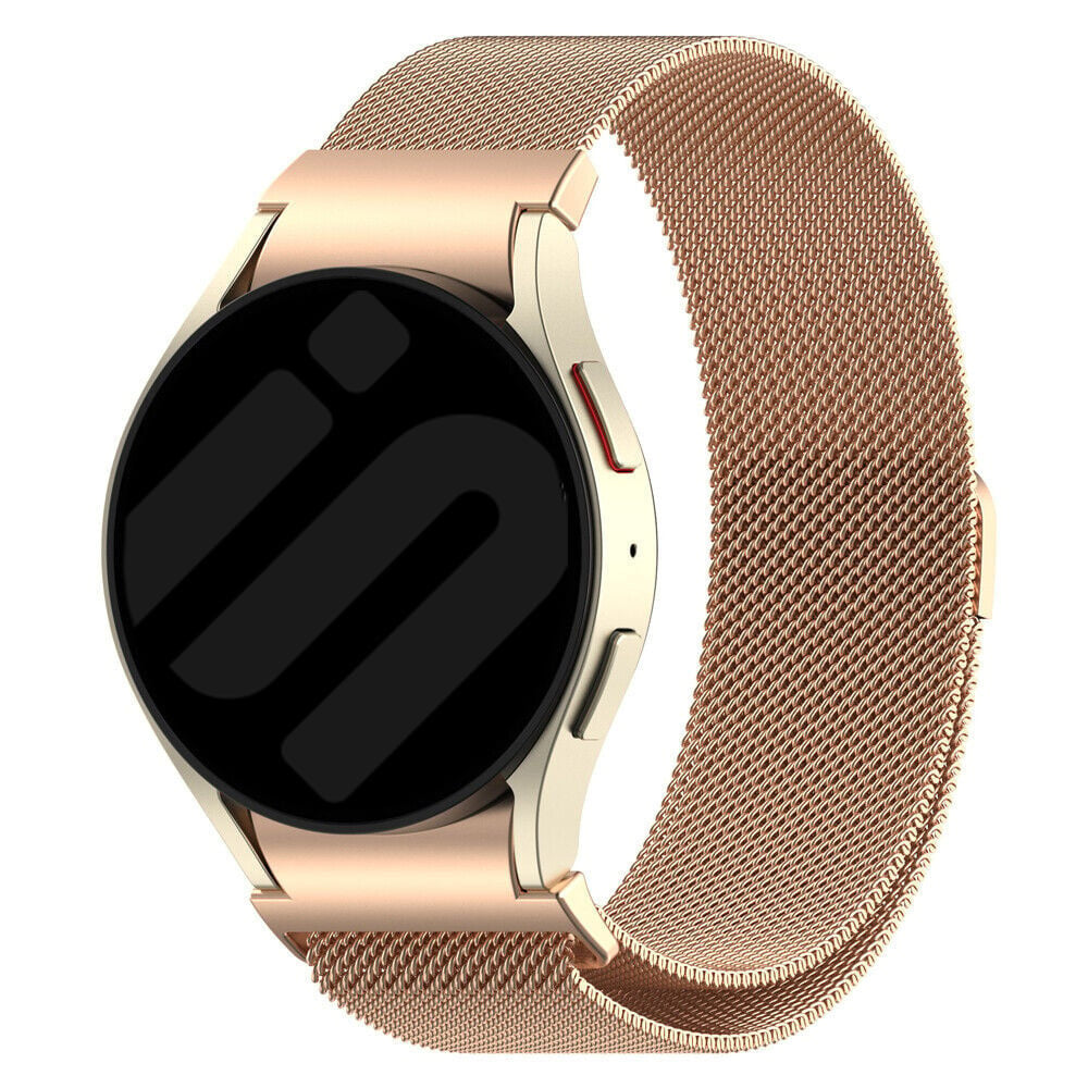 Milanese Strap 'One Push', rose gold, on a watch, 3/4 front view
