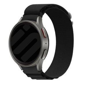 Alpine Nylon Strap, black, on a watch, 3/4 front view