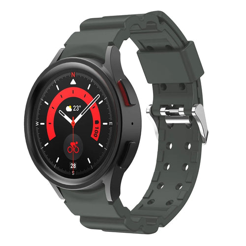 Silicone Strap 'Armour', dark grey, on a watch, 3/4 front view