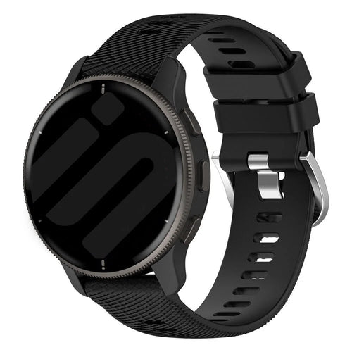 Silicone Strap, black, on a watch, 3/4 front view