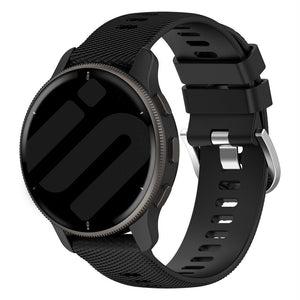 Silicone Strap, black, on a watch, 3/4 front view