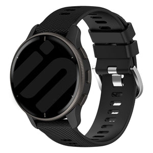 Silicone Strap, black, on a watch, 3/4 front view