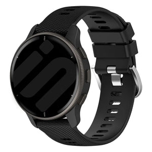 Silicone Strap, black, on a watch, 3/4 front view