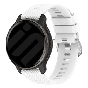 Silicone Strap, white, on a watch, 3/4 front view