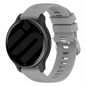 Silicone Strap, light grey, on a watch, 3/4 front view