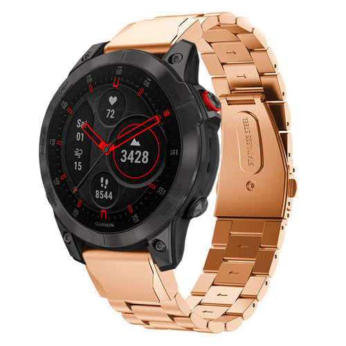 Steel Strap, rose gold, on a watch, 3/4 front view