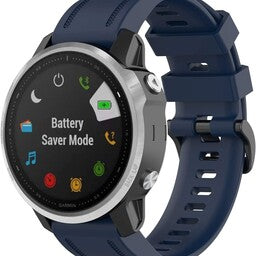 Silicone Strap, dark blue, on a watch, 3/4 front view