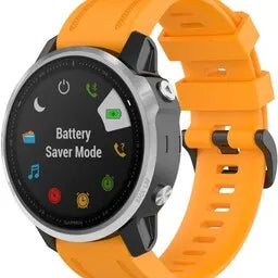 Silicone Strap, orange, on a watch, 3/4 front view