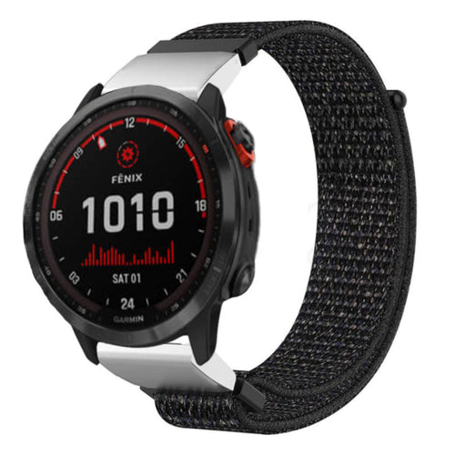 Nylon Strap, black, on a watch, 3/4 front view