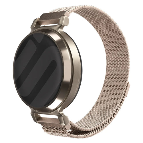 Milanese Strap, rose gold, on a watch, 3/4 front view