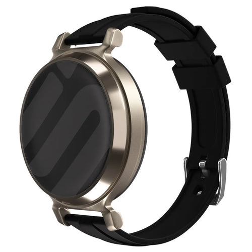 Silicone Strap, black, on a watch, 3/4 front view