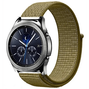 Nylon Strap, olive, on a watch, 3/4 front view