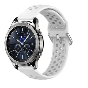 Breathable Silicone Strap, white, on a watch, 3/4 front view