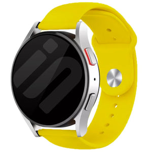 Silicone Sport Strap, yellow, on a watch, 3/4 front view