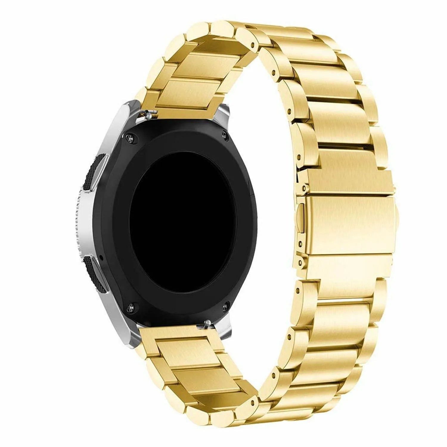 Steel Strap, gold, on a watch, 3/4 front view