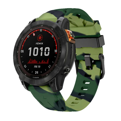 Garmin Fenix E Race Silicone Strap (Green Camouflage)