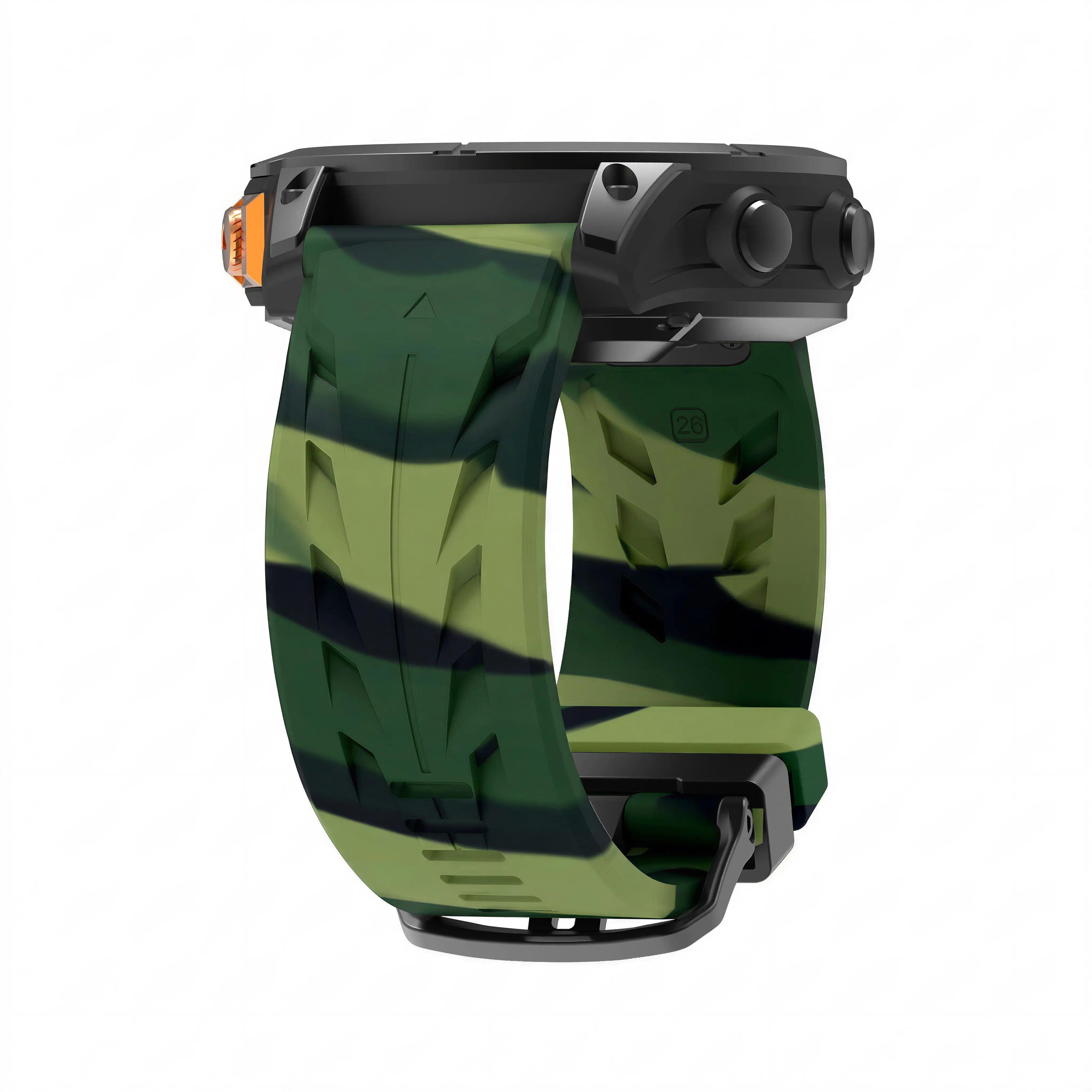 Garmin Fenix E Race Silicone Strap (Green Camouflage)