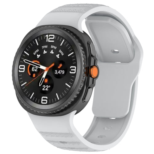 Outdoor Silicone Strap, grey, on a watch, 3/4 front view
