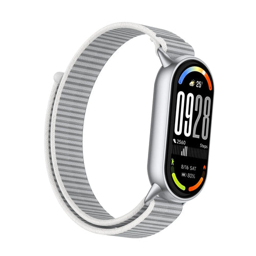 Modern Nylon Strap, grey, on a watch, 3/4 front view
