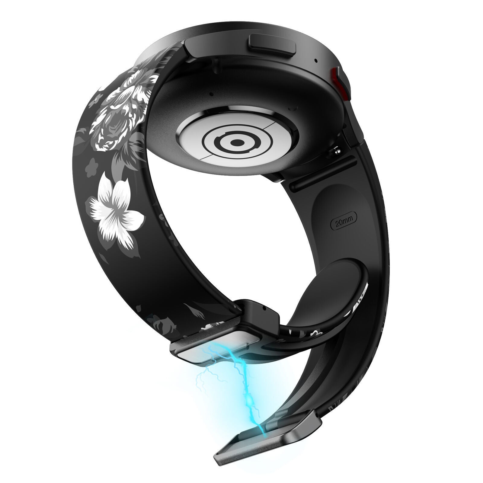 Silicone Magnetic Patterned Strap, on a watch, 3/4 front view