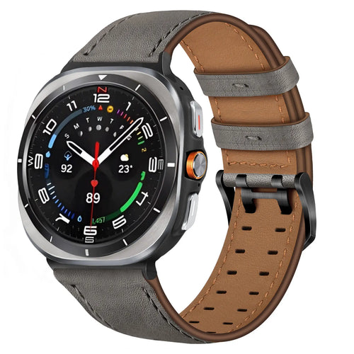 Samsung Galaxy Watch Ultra 2 Double Pin Leather Strap (Grey)